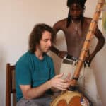 Phare Ponleu Selpak staff member Jean Noel learning African music