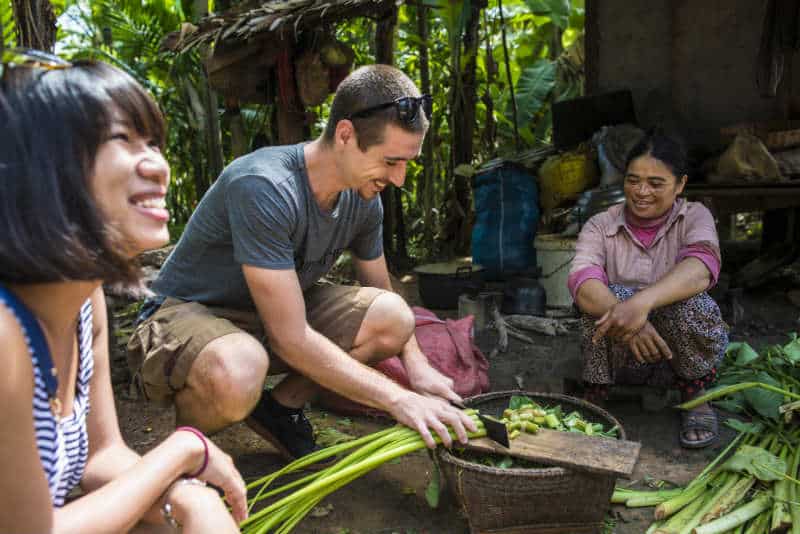 Learning some Khmer culinary tricks at Chansor Community Village, a responsible travel initiative in Cambodia