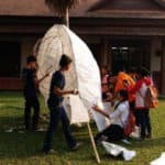 Students creating a float for the Giant Puppets Parade, Siem Reap Cambodia
