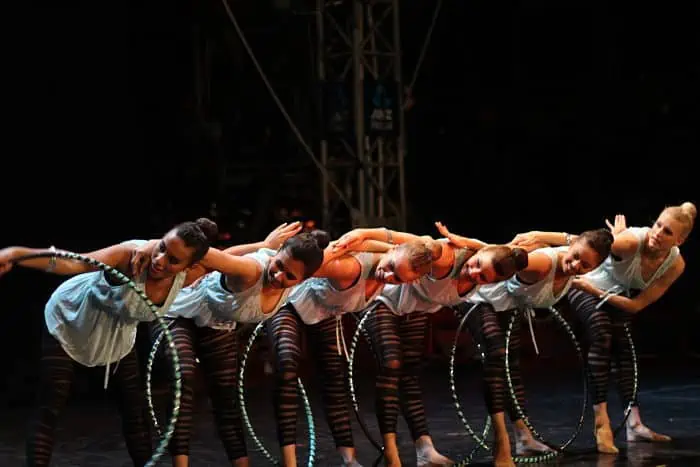 Dancers of Les Papillons conduct training for Phare Circus performers