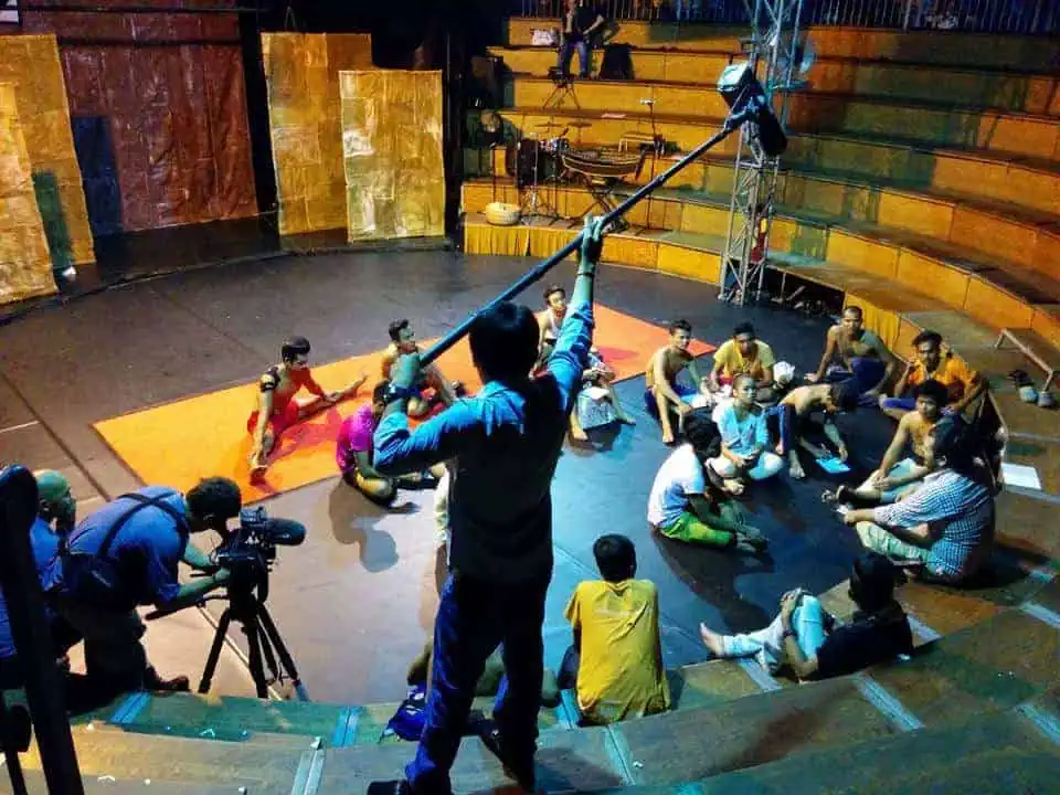 Phare Circus performers from the show "Eclipse" chat on camera for Al Jazeera 101 East