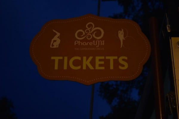 Phare, The Cambodian Circus "Tickets" sign