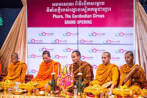 Buddhist Monk Blessing at the Phare Circus Grand Opening of the new location