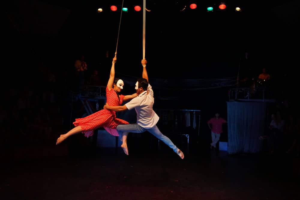 Phare Circus live show: Same Same but Different - male - female aerial straps duet performance