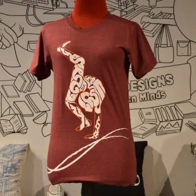 Phare Circus t-shirt - Contortion design - White on Dark Red