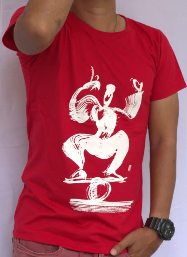 Phare Circus Boutique Shop - t-shirt with of rolla bolla design with white print on red