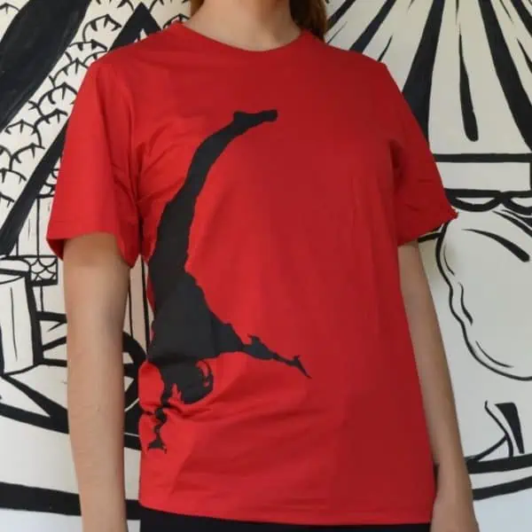 Phare T-shirt - Hand stand design - black on red